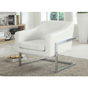 Manny White Leather Accent Chair