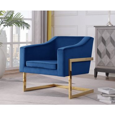 Manny Navy Velvet Accent Chair