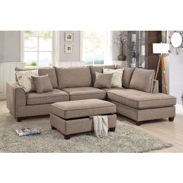 Marcel Mocha Fabric Sectional Set,Marcel Reversible Sectional Set