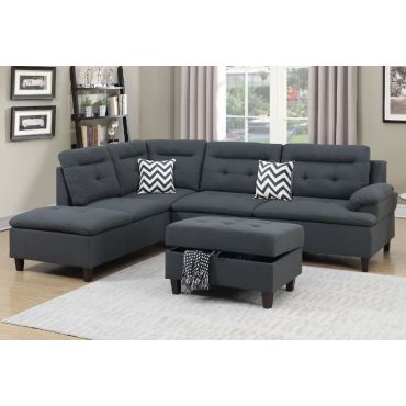 Marden Charcoal Linen Sectional Set