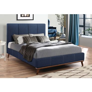 Marji Blue Fabric Modern Platform Bed