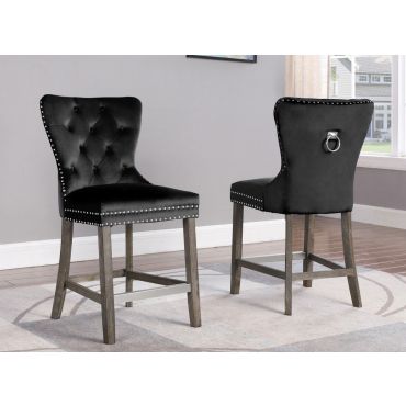 Marlin Black Velvet Counter Height Chairs