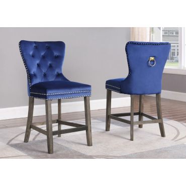 Marlin Navy Velvet Counter Height Chairs