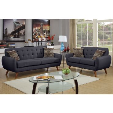 Marnie Black Linen Sofa and Loveseat