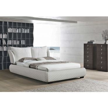 Marquee White Leather Platform Bed