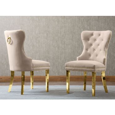 Marshall Beige Velvet Chair Gold Frame