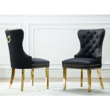 Marshall Black Velvet Chair Gold Frame