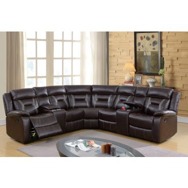 Martin Brown Leather Recliner Sectional