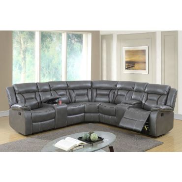 Martin Gray Leather Recliner Sectional