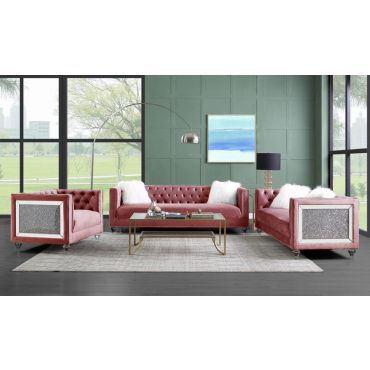 Mary Pink Velvet Sofa With Glitter Accents