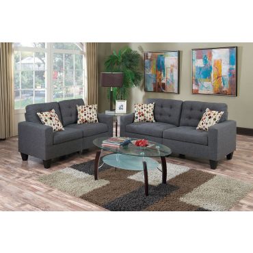 Mason 2-Piece Blue Grey Linen Sofa Set