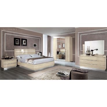 Matrix Beige Lacquer Italian Bed With Light