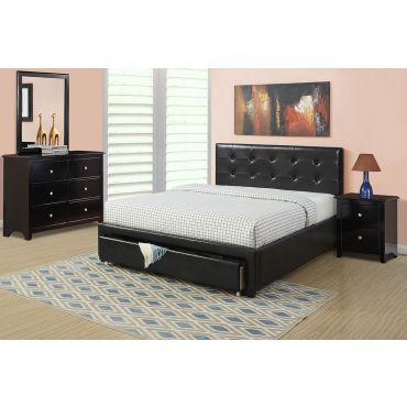 Maxon Black Leather Storage Bed