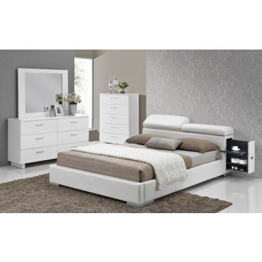 Maxy Leather Bed With Hidden Stands