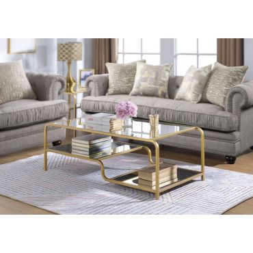 Maze Gold Finish Mirrored Coffee Table