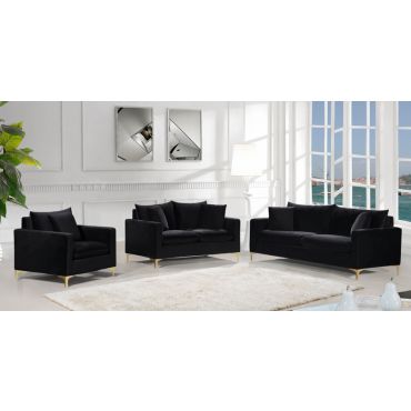 Melinda Black Velvet Modern Sofa