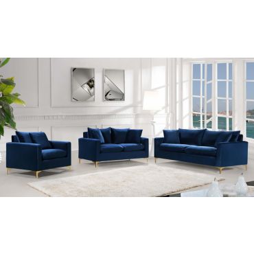 Melinda Navy Blue Velvet Sofa Set