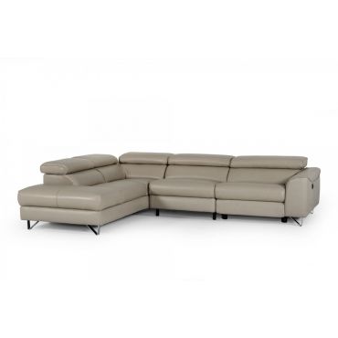 Metz Taupe Leather Power Recliner Sectional