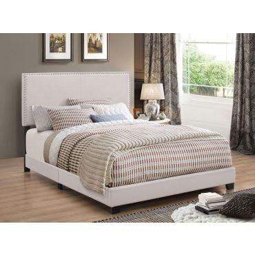 Meva Ivory Fabric Upholstered Bed