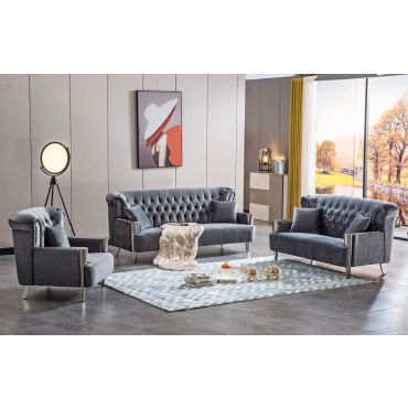Meyrin Sofa Set With Chrome Finish Frame