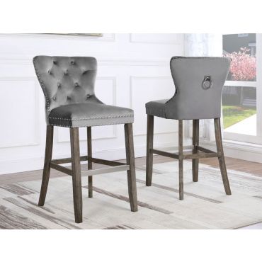 Micha Grey Velvet Counter Height Chairs