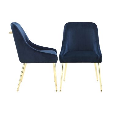 Beatrix Mid-Century Design Ink Blue Velvet Chair