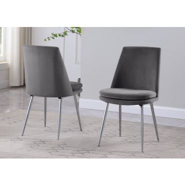 Milena Modern Grey Velvet Dining Chairs