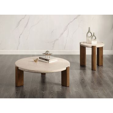 Milford Travertine Top Coffee Table Set