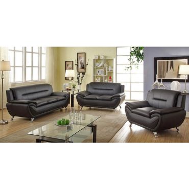 Deliah Modern Black Leather Sofa