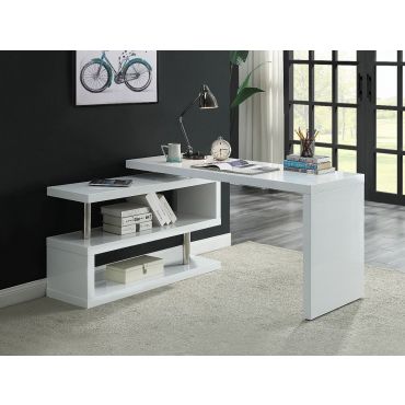 Mina White Desk With Folding Side