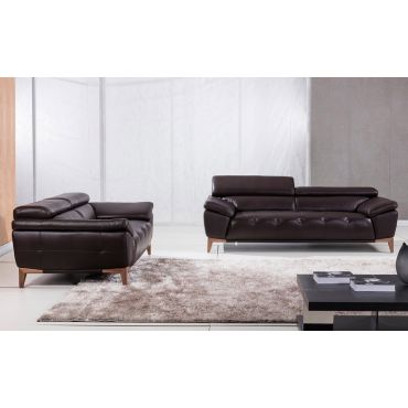 Mingbo Chocolate Italian Leather Sofa Set