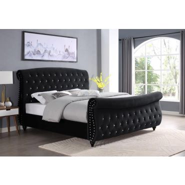 Mira Crystal Tufted Sleigh Bed