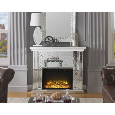 Declan Mirrored Fireplace Crystal Accented