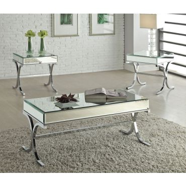 Reece Modern Mirrored Top Coffee Table,Reece Modern Mirrored Top Sofa Table