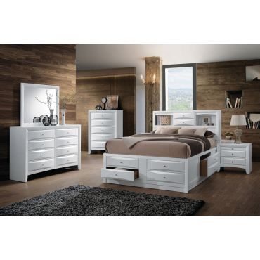 Monton White Finish Bed With Drawers