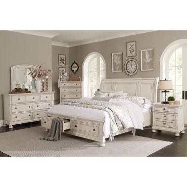 Morelle Antique White Storage Bed