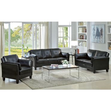 Myra Black Leather Sofa