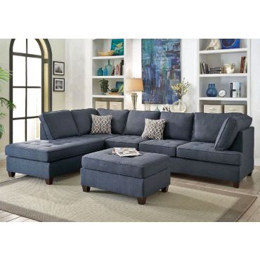 Spencer Blue Fabric Sectional Sofa