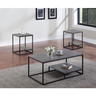 Naveen coffee table set with two end tables displayed in living room setting