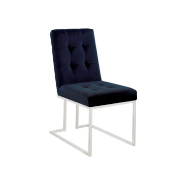 Akiko Ink Blue Velvet Chair Chrome Frame