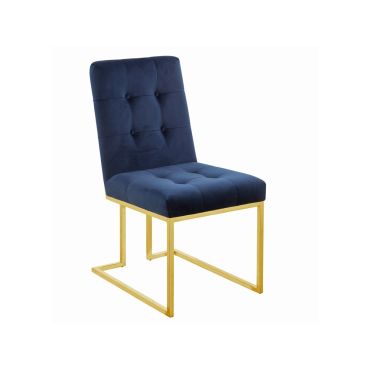 Akiko Ink Blue Velvet Chair Gold Frame