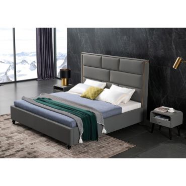 Newell Grey Bed With Gold Trim