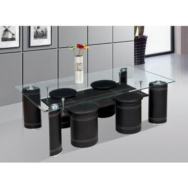 Nia Black Coffee Table With Stools