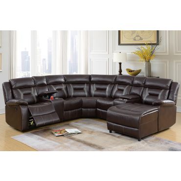 Nicole Espresso Leather Recliner Sectional