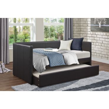 Norabel Modern Daybed Black Leather