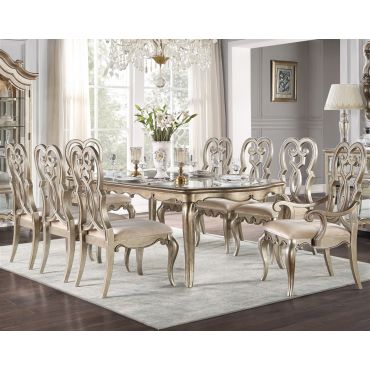 Oleta Champagne Finish Dining Table Set