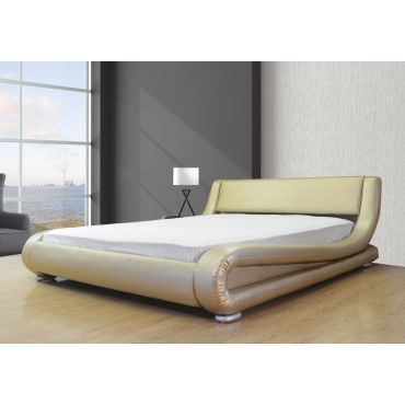 Oliver Gold Leather Platform Bed