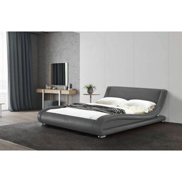 Oliver Grey Leather Low Profile Bed