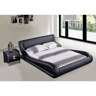 Oliver Black Leather Platform Bed