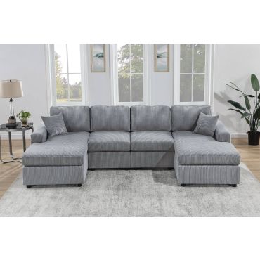 Ollon U-Shape Sectional Fog Corduroy